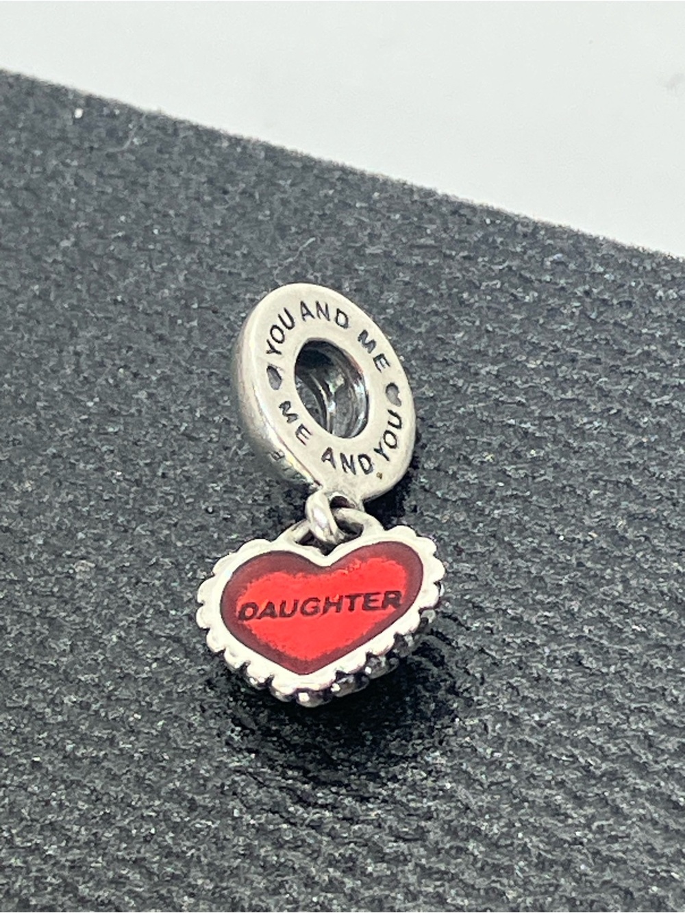 Pandora Red Enamel Daughter Heart Sterling Silver Dangle Charm | # 790950EN27